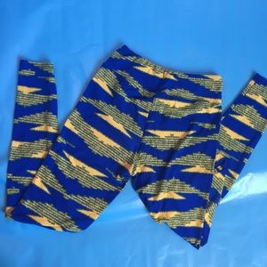 LuLaRoe Stretchy Blue and Yellow Pants